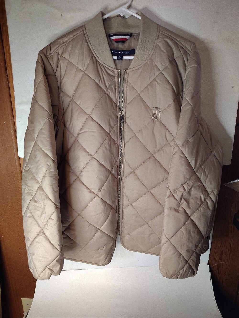 Tommy Hilfiger Quilted Jacket Water Resistant Beige Size XL